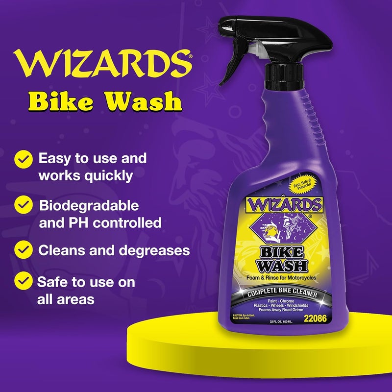 WIZARDS Bike Wash - Cleaner For Motorcycle Washing Kit- Quick Detailer for Bike with Bug Remover - For Your Motorcycle Accessories and Detail Kit - 22 oz - Image 2